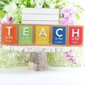 Horizon Group USA TEACH Letter Block Shadowbox Sign Teacher Gift Classroom Decor